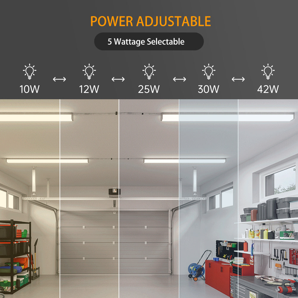 120-277Vac 4FT LED Wraparound Light, 42W/30W/25W/12W/10W Selectable 6500K/5700K/5000K/4000K/3500K/3000K, 0-10V Dim, 6PK