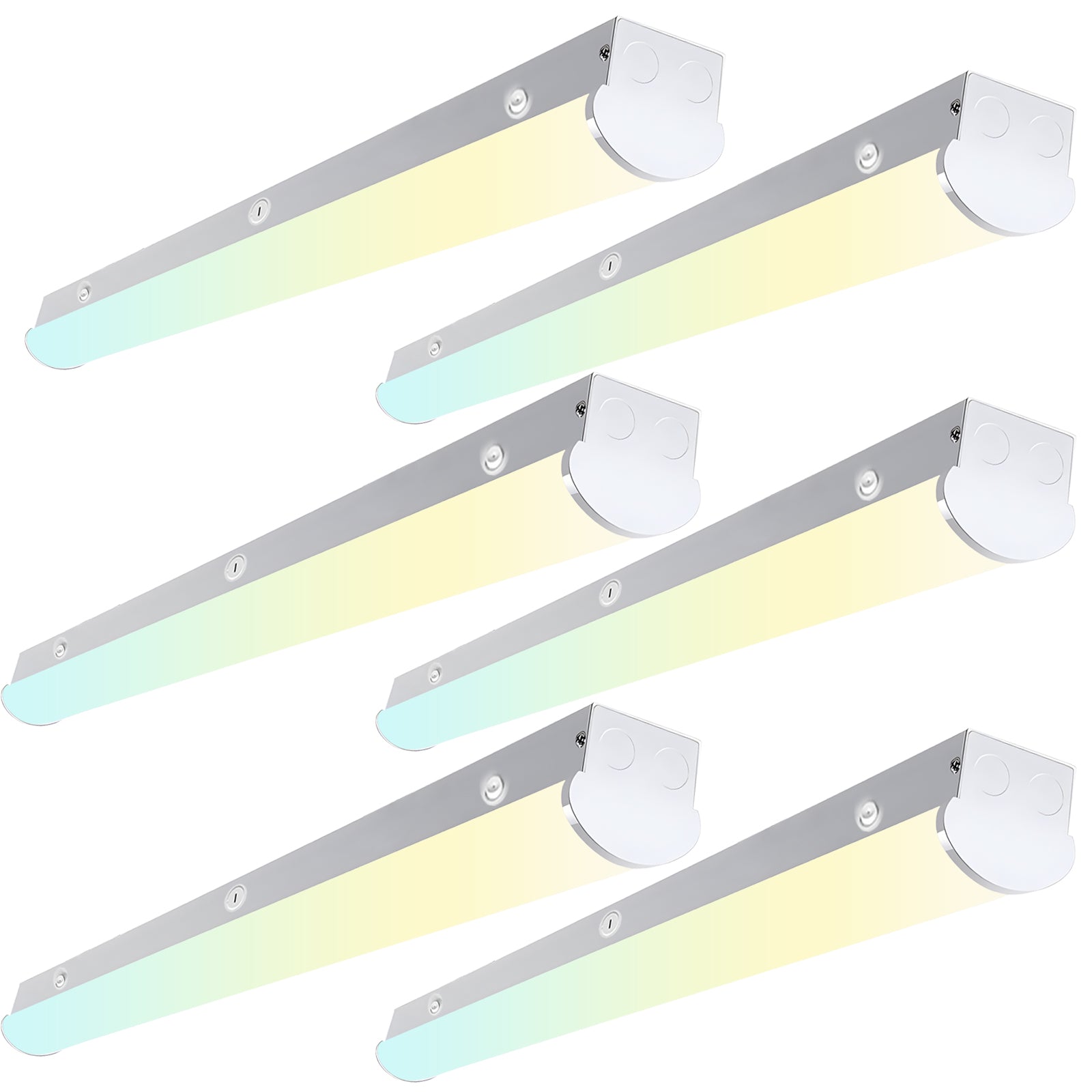 120-277Vac 8FT LED Linear Strip Light, 90W/75W/65W Selectable Wattage and CCT 5000K/4000K/3500K, 0-10V Dim, 6PK