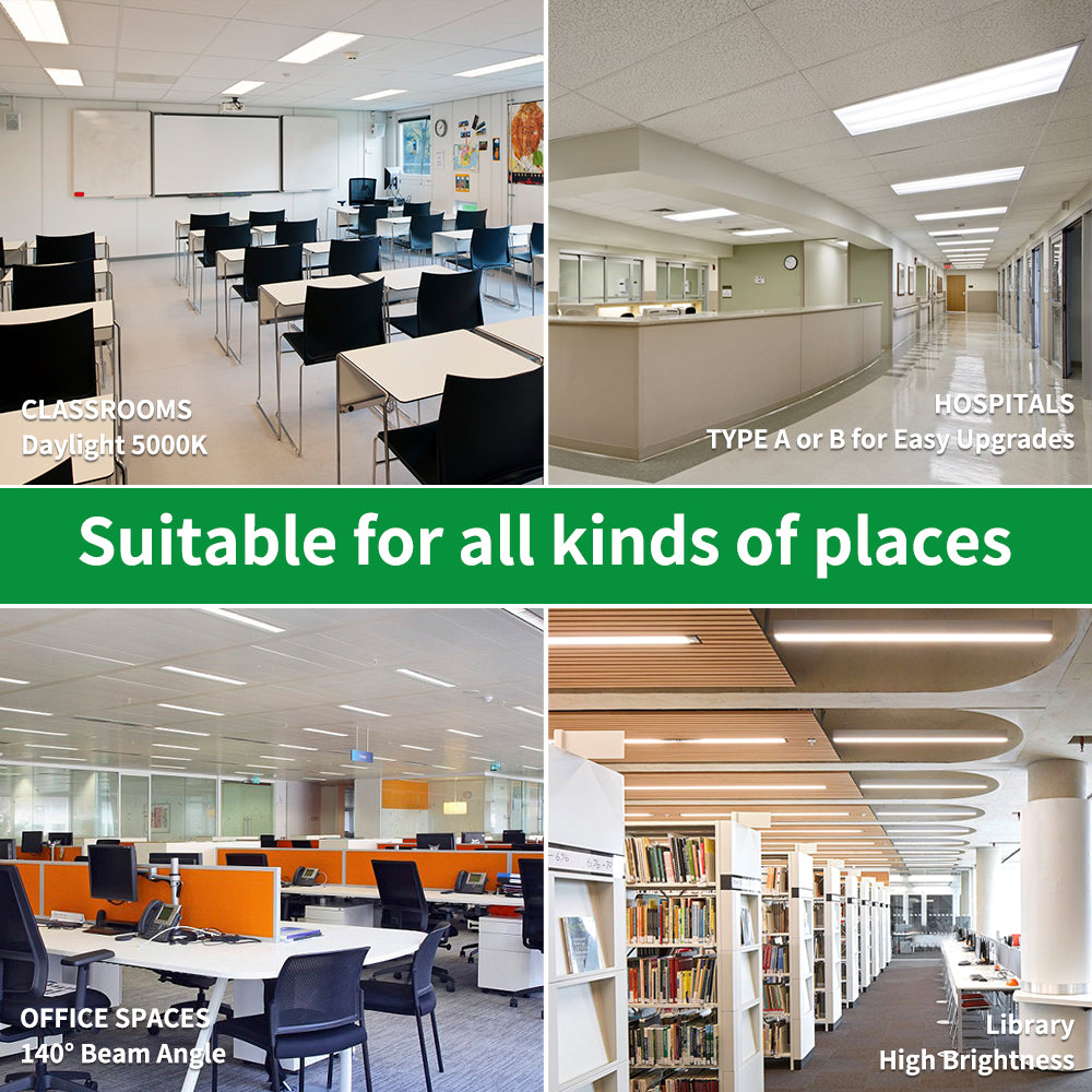 120-277Vac T8 4FT Tube Light, 24W to 10W Selectable 6500K to 2700K Frosted Cover Type A+B Plug Play or Bypass Ballast Single and Dual End Power Input, ETL DLC Listed 25PK