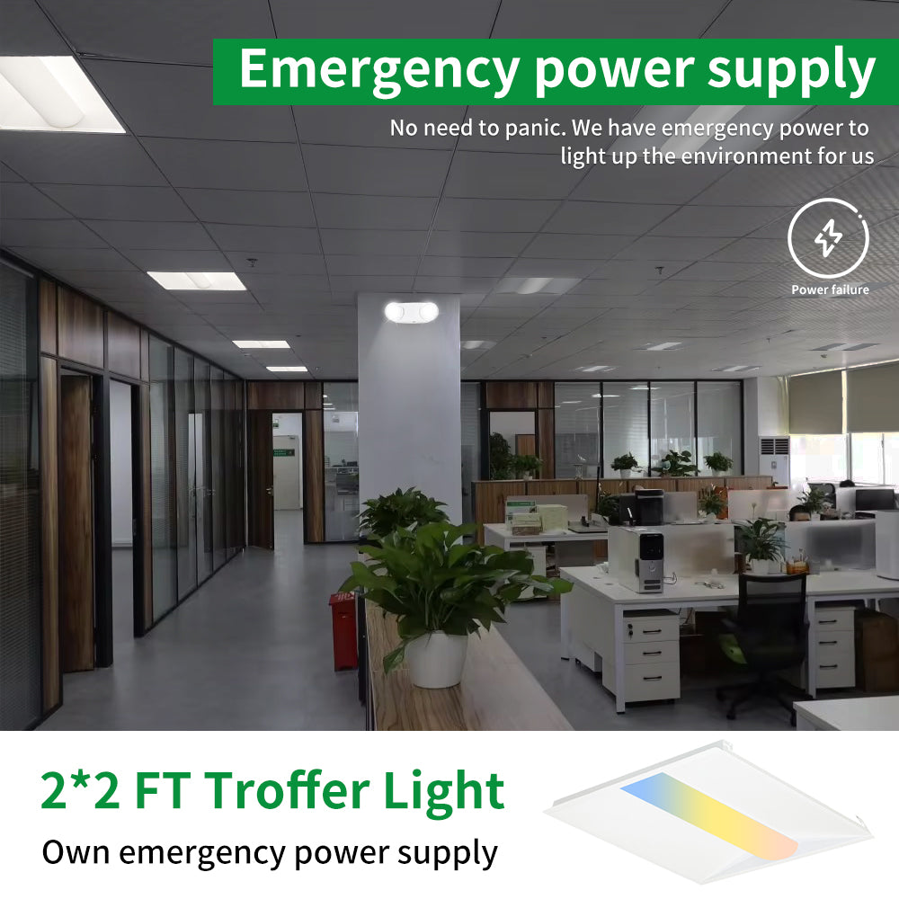 Haloitte Lighting 2x2 LED Troffer Light with Emergency Battery