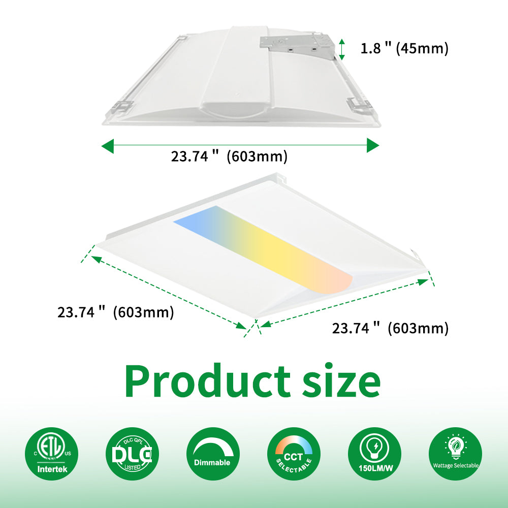 Haloitte Lighting 2x2 LED Troffer Light with Emergency Battery