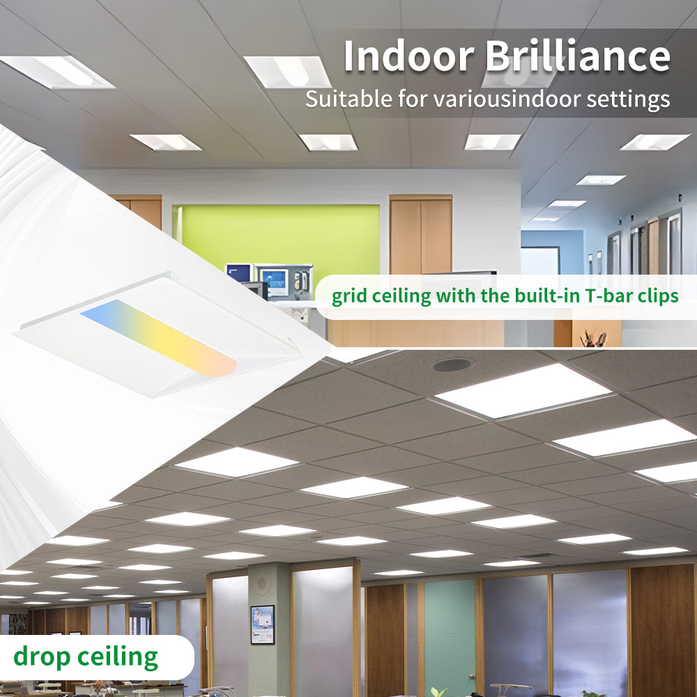 Haloitte Lighting 2x2 LED Troffer Light with Emergency Battery